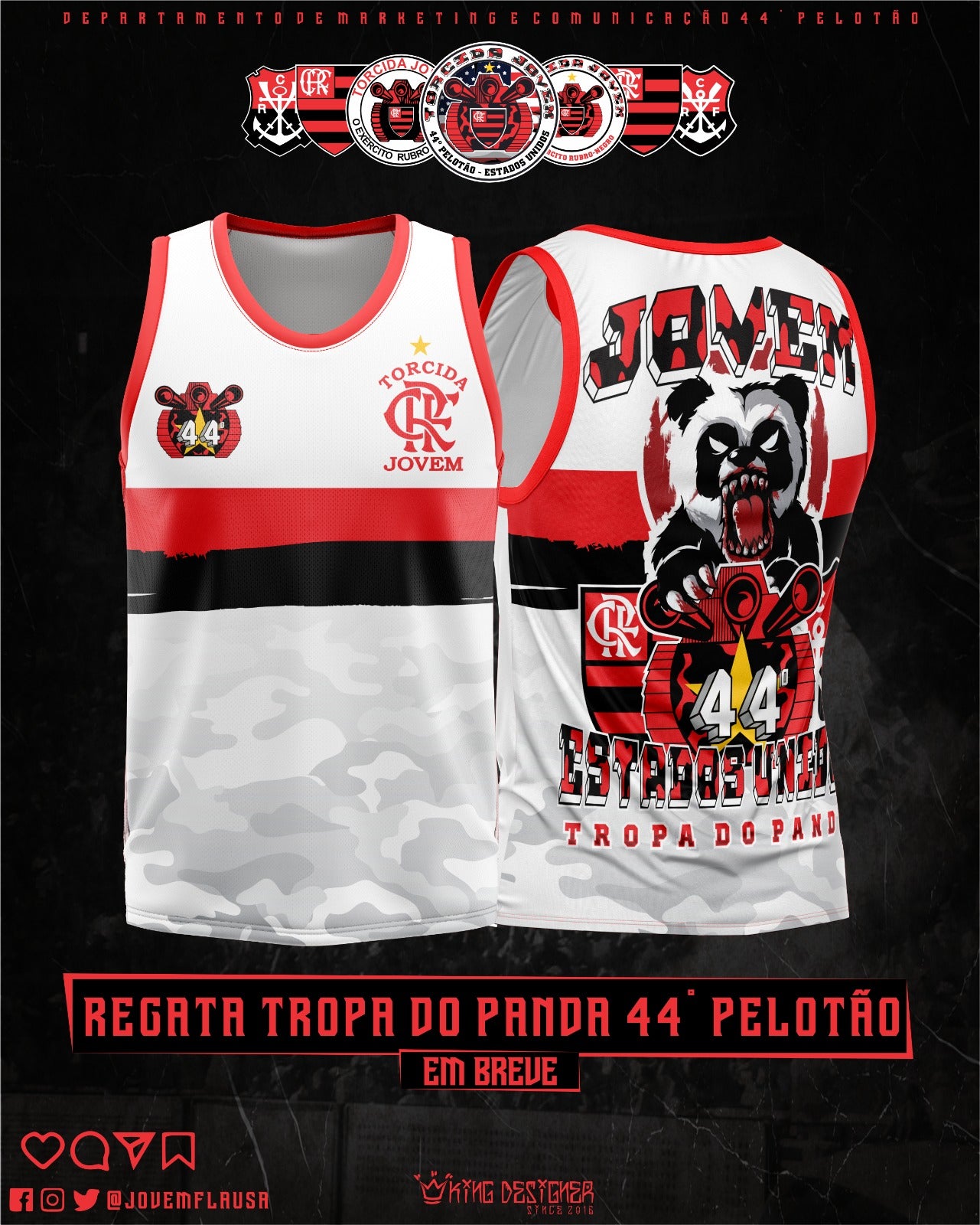 Camiseta Regata Tropa do Panda Masculina 44º Pelotão - Original Jovem Fla USA