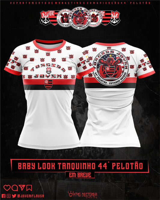 Camiseta Baby Look Tanquinho Feminina 44º Pelotão - Original Jovem Fla USA